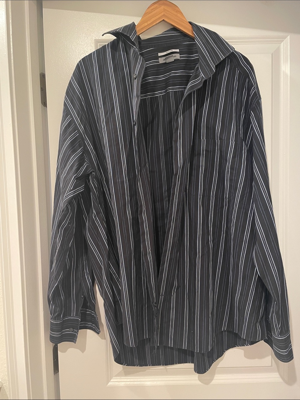 Johnston & Murphy Men's Navy  black Pinstripe Button-Up Shirt xxl